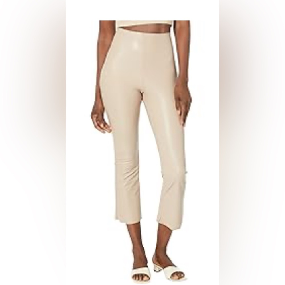 Commando Faux Leather Cropped Flare Perfect Control Leggings in Sand - Medium
